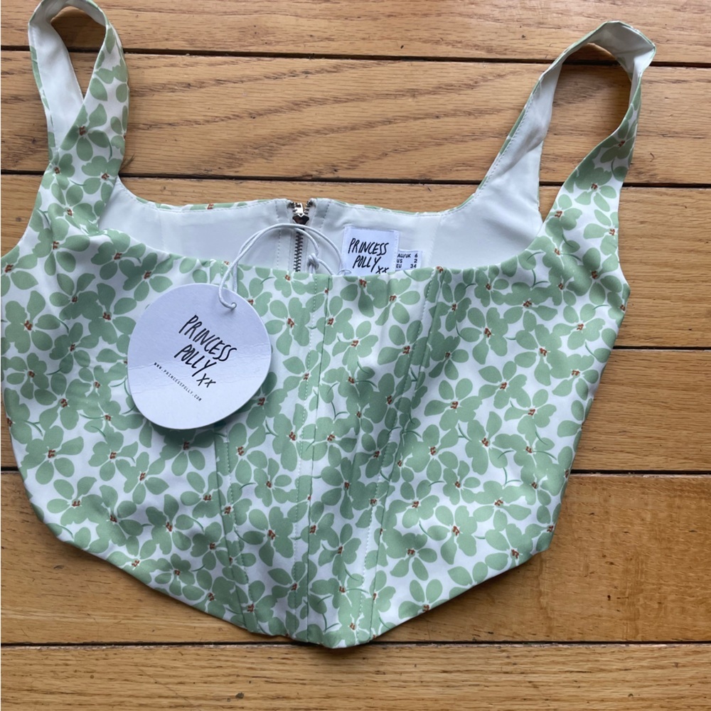NWT Princess Polly Karachi’s rib bustier floral green corset festival